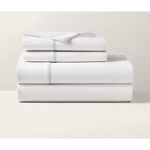 RALPH LAUREN Home Percale Palmer Light Blue Flat Sheet NEW King Organic Cotton